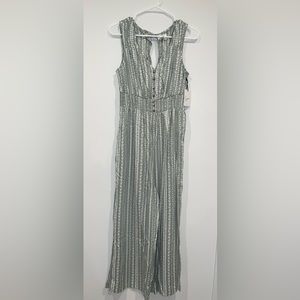 Sage Green Jumpsuit with Floral Print